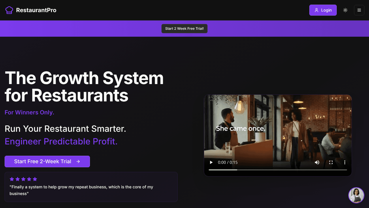 RestaurantPro website screenshot