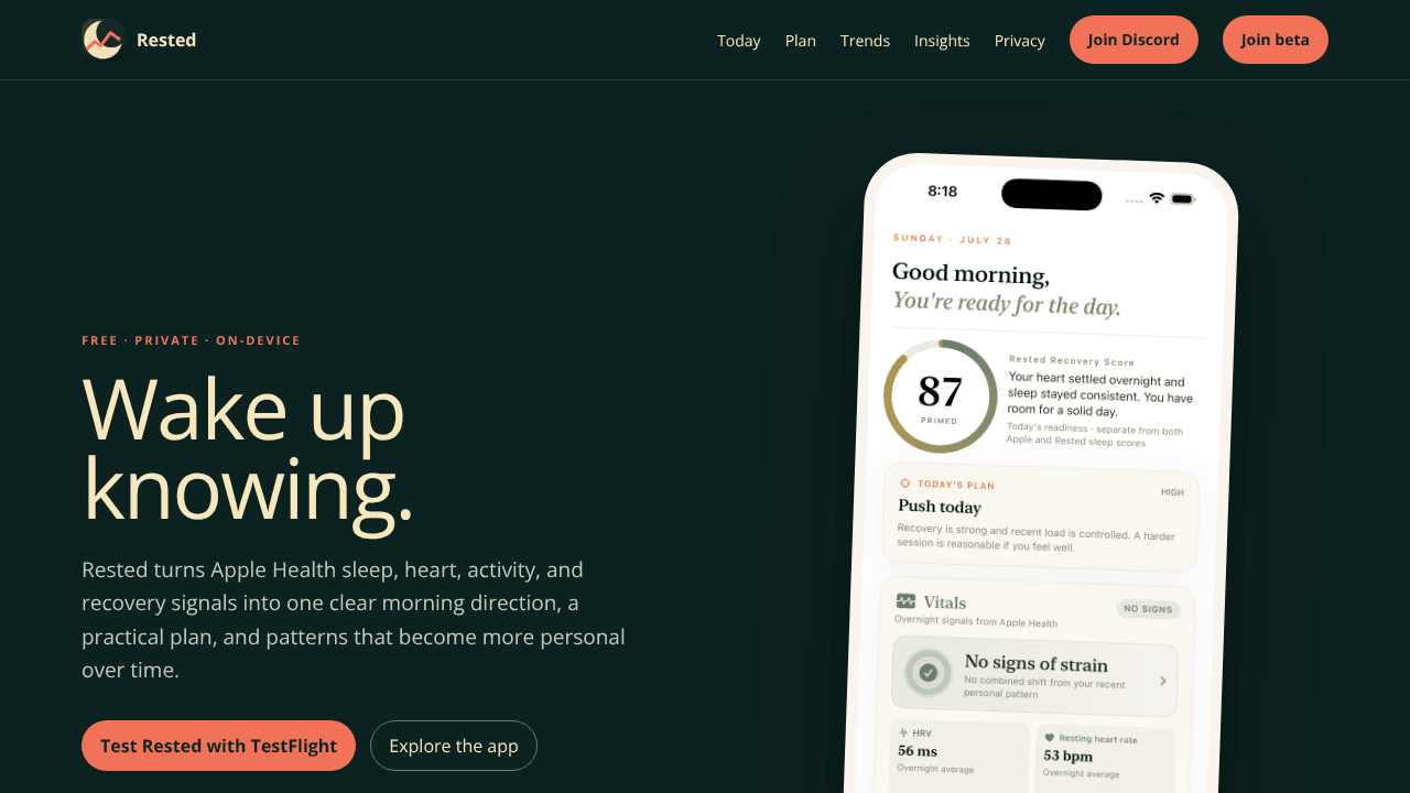 Rested website screenshot