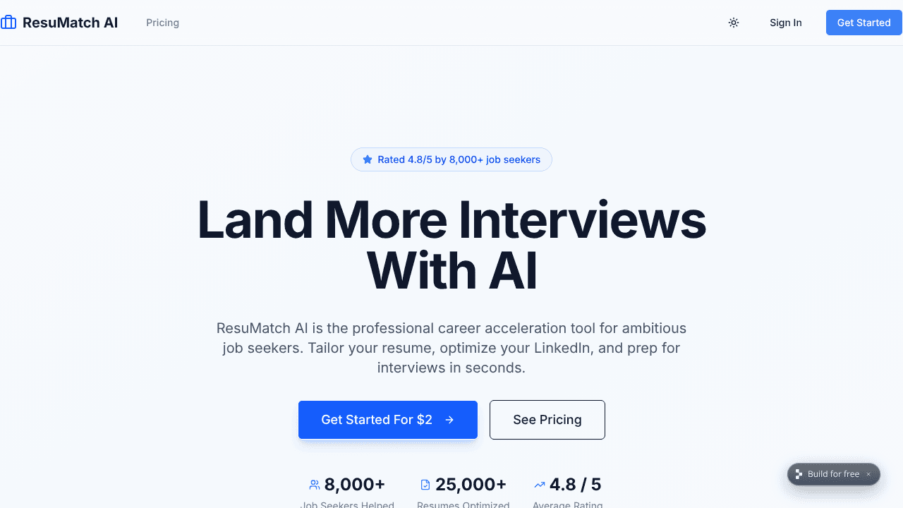 ResuMatch AI website screenshot