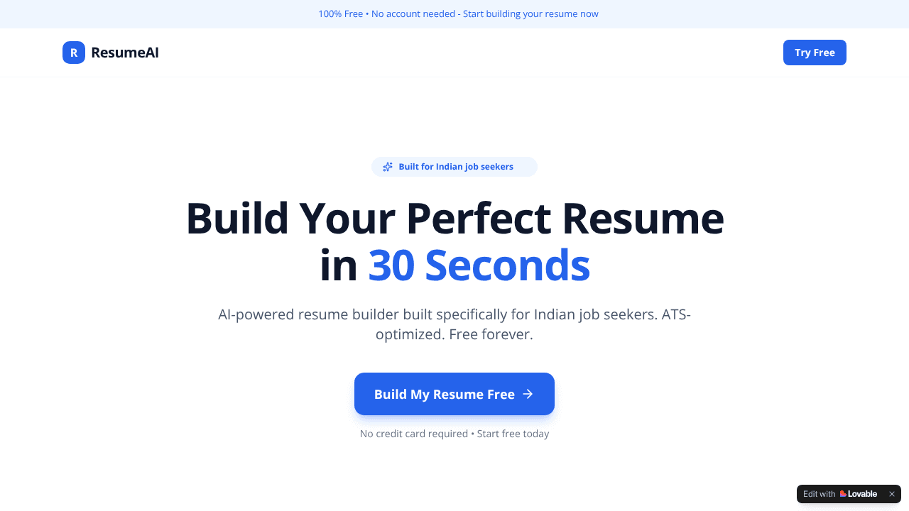Resume AI website screenshot