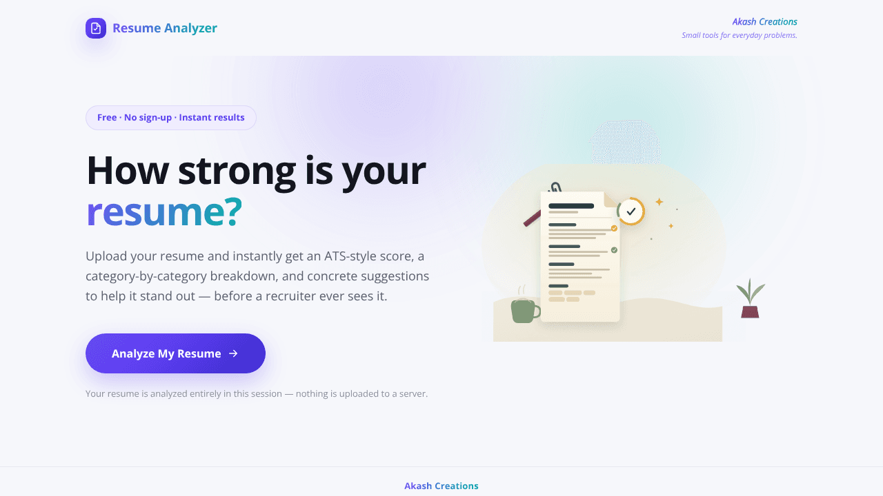 Resume Analyzer website screenshot