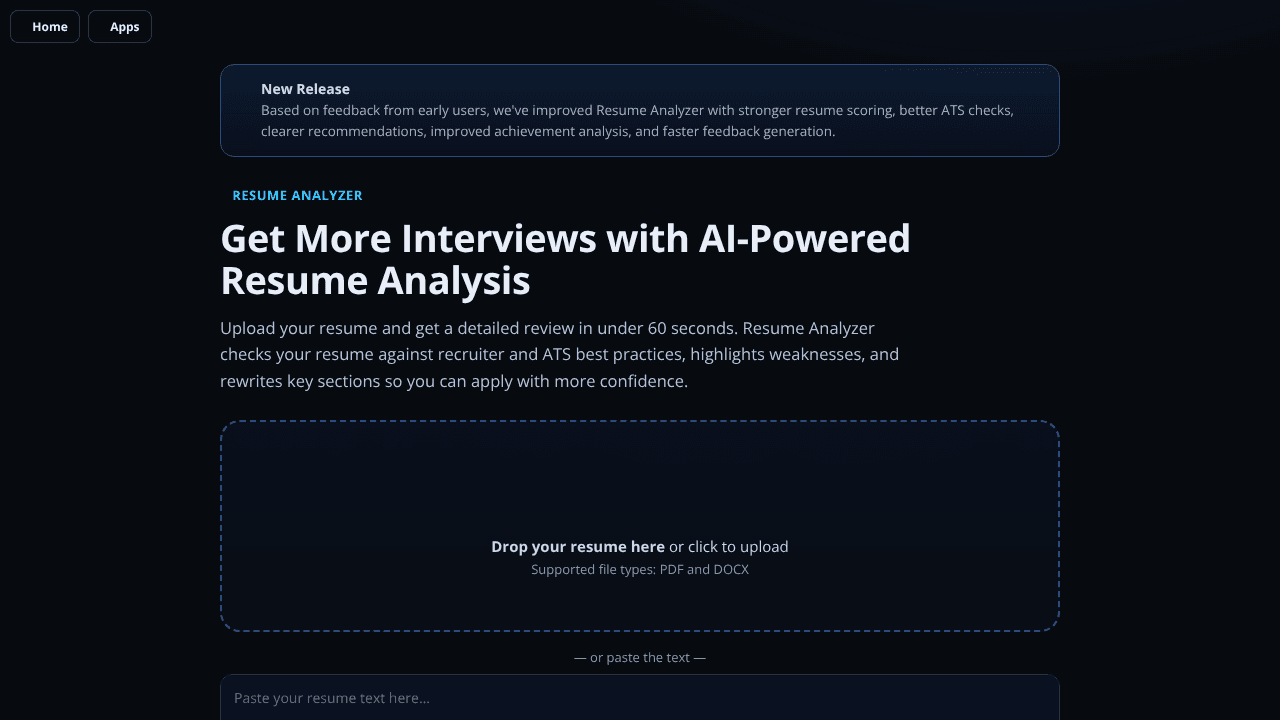 Resume Analyzer by BrightMind AI website screenshot