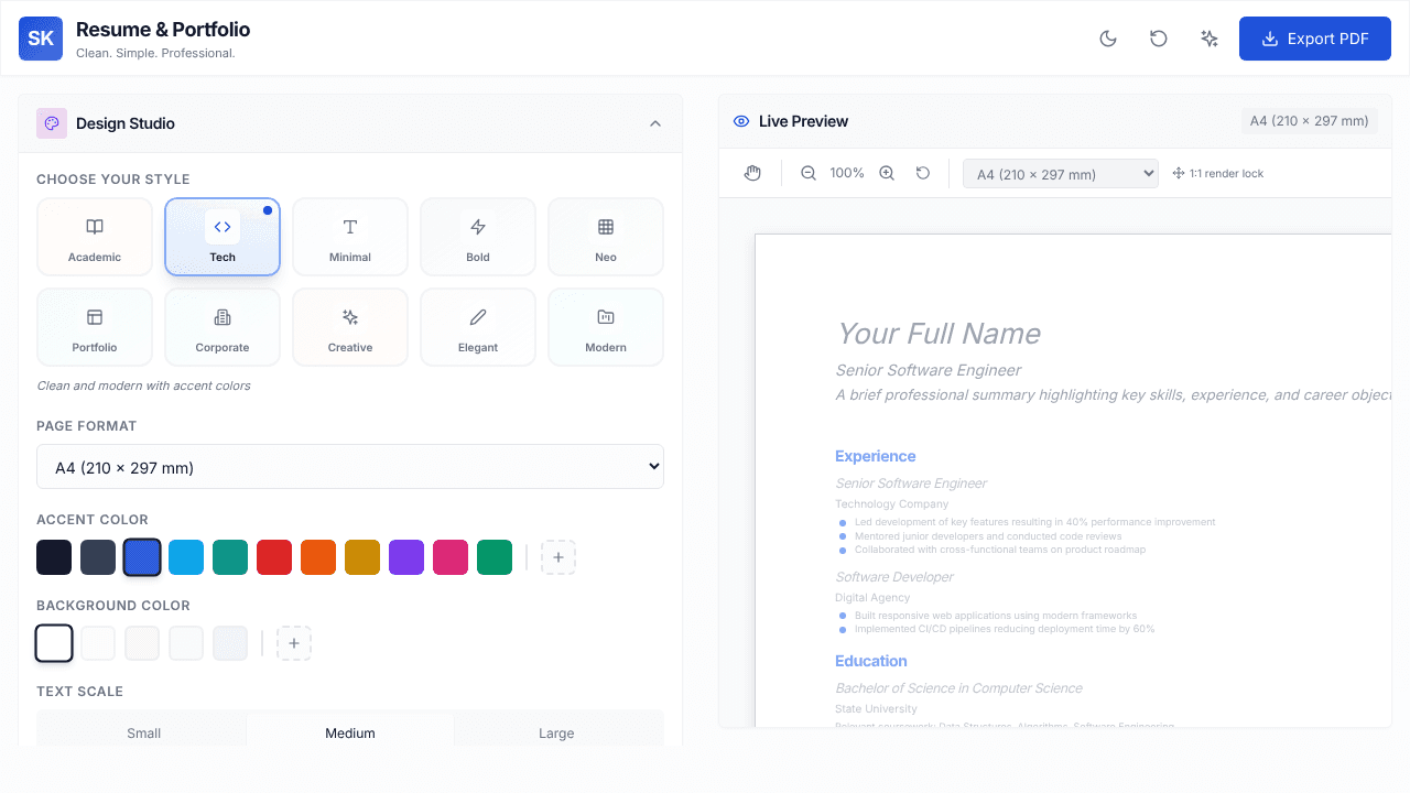 Resume Builder by Shiva Kar website screenshot