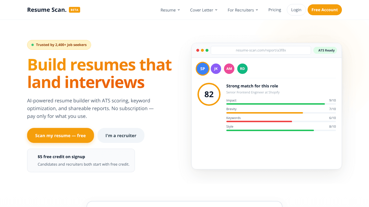 Resume-Scan website screenshot