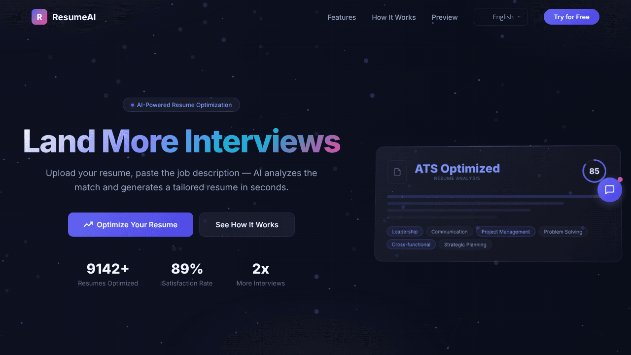 ResumeAI website screenshot