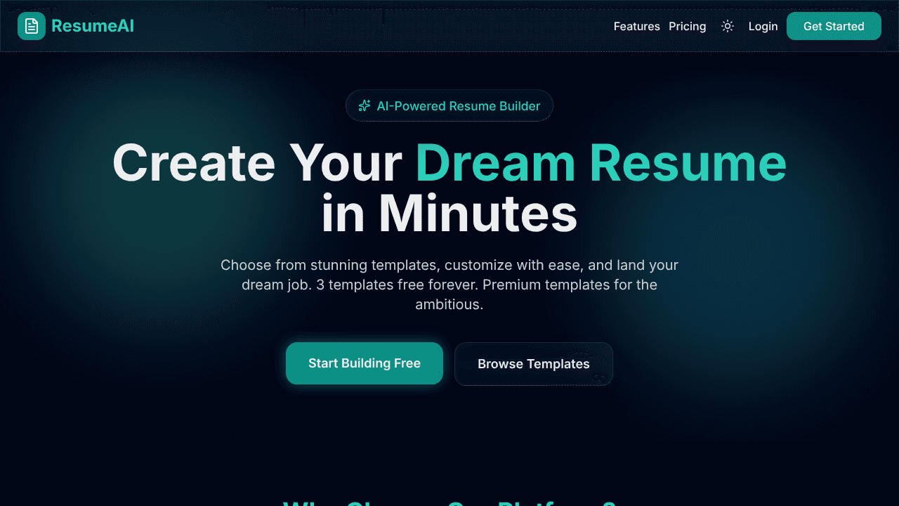 ResumeAI website screenshot