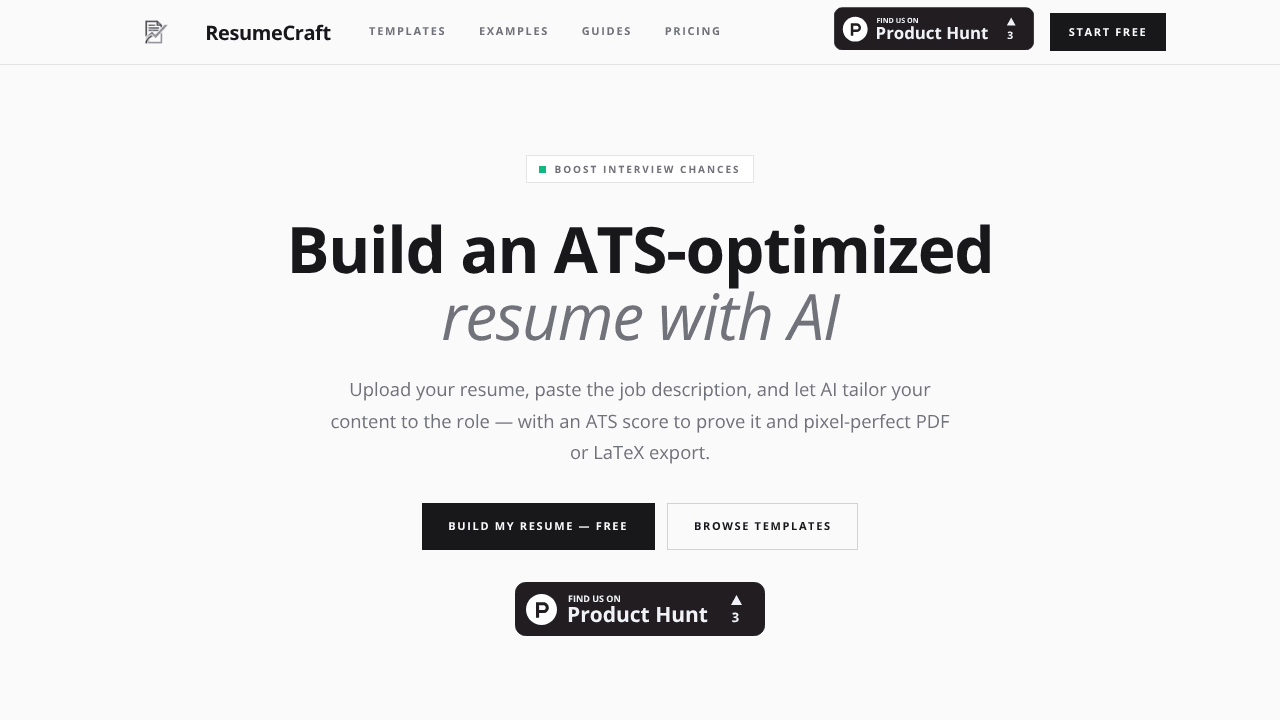 ResumeCraft website screenshot