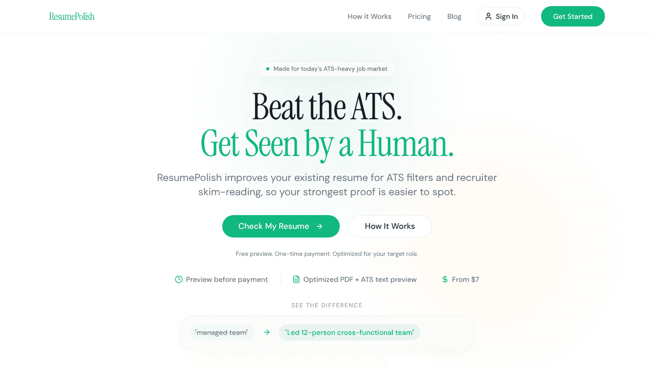 ResumePolish website screenshot