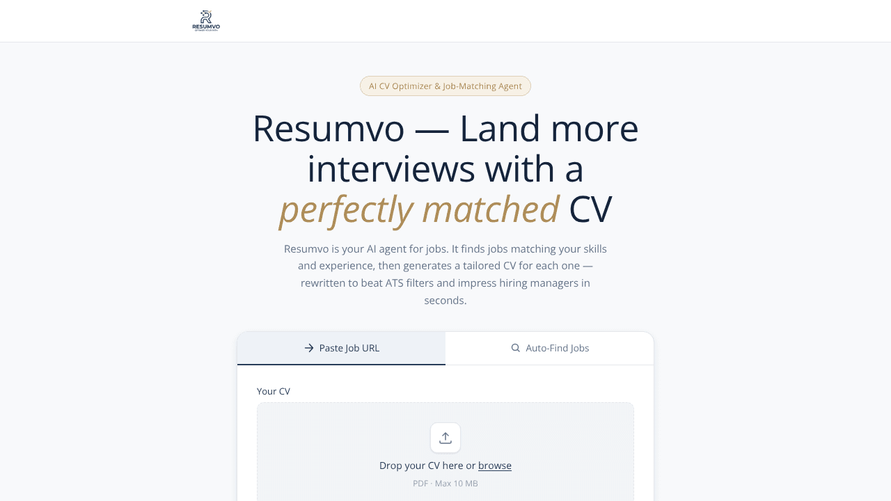 Resumvo website screenshot