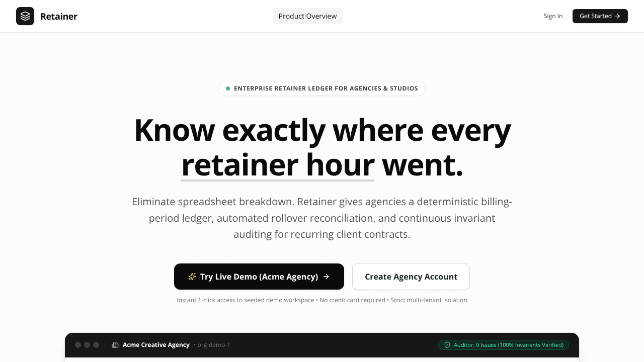 Retainer website screenshot