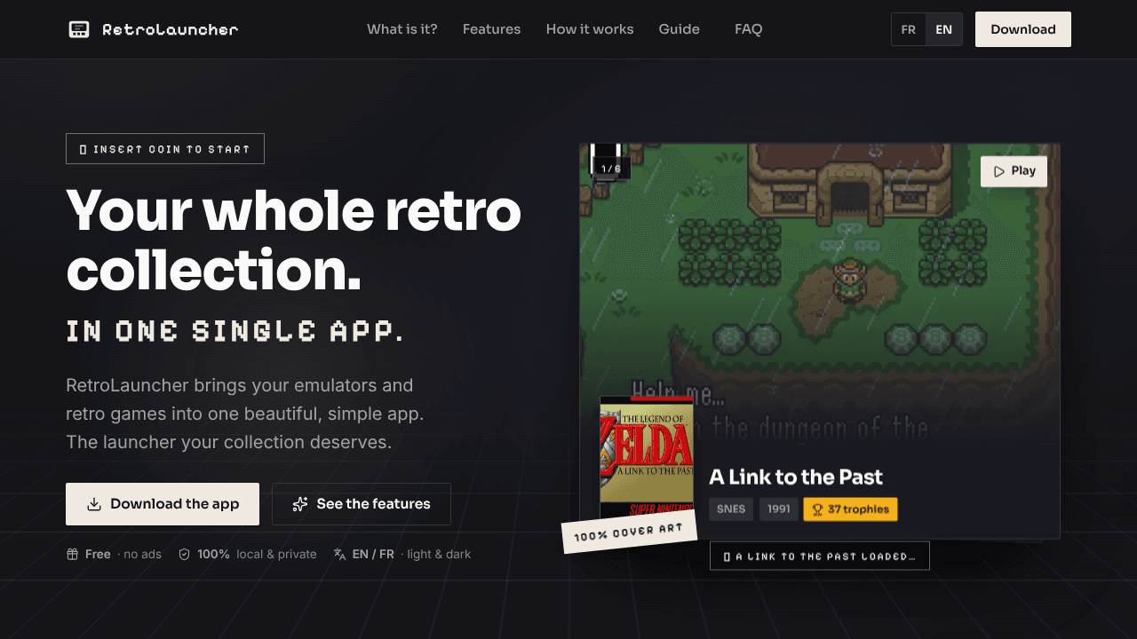 RetroLauncher website screenshot
