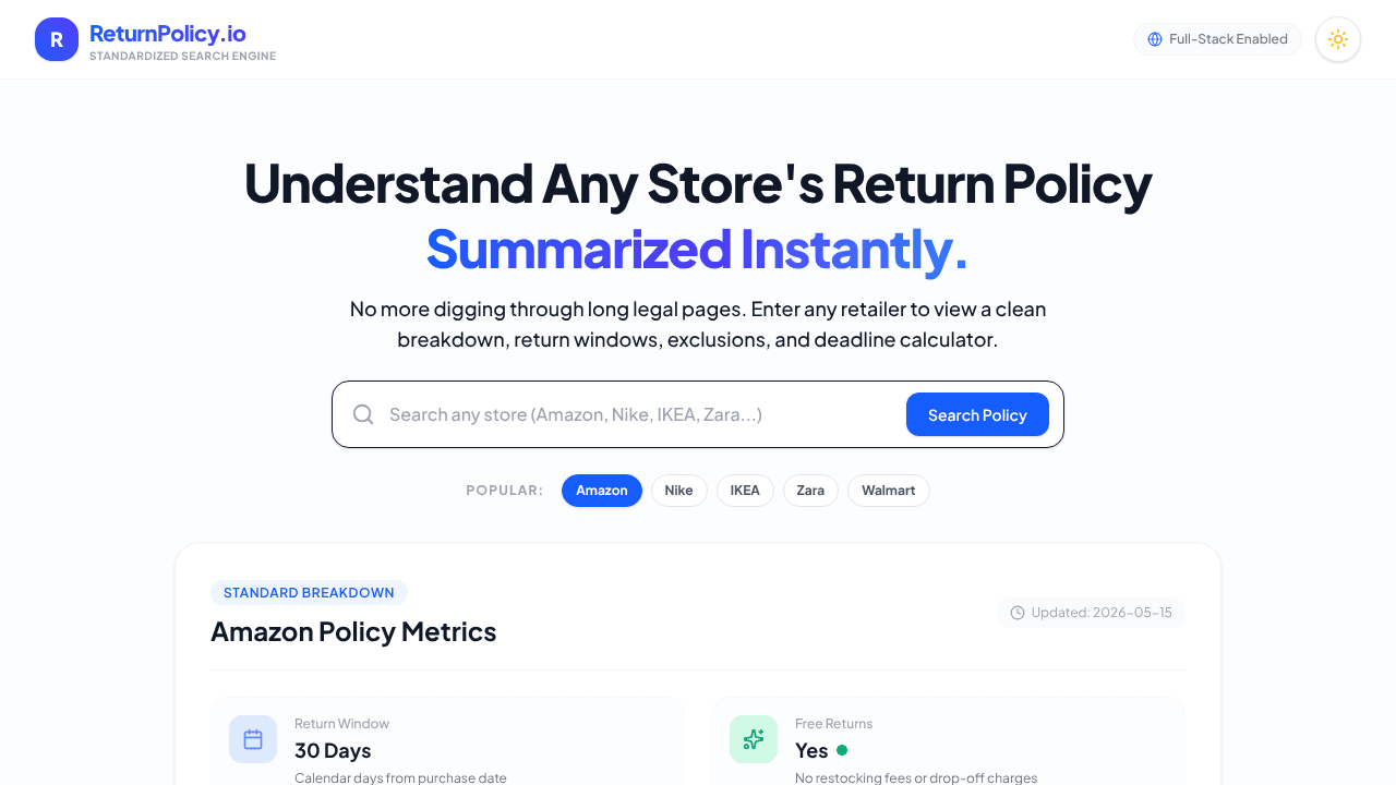 ReturnPolicy.io website screenshot