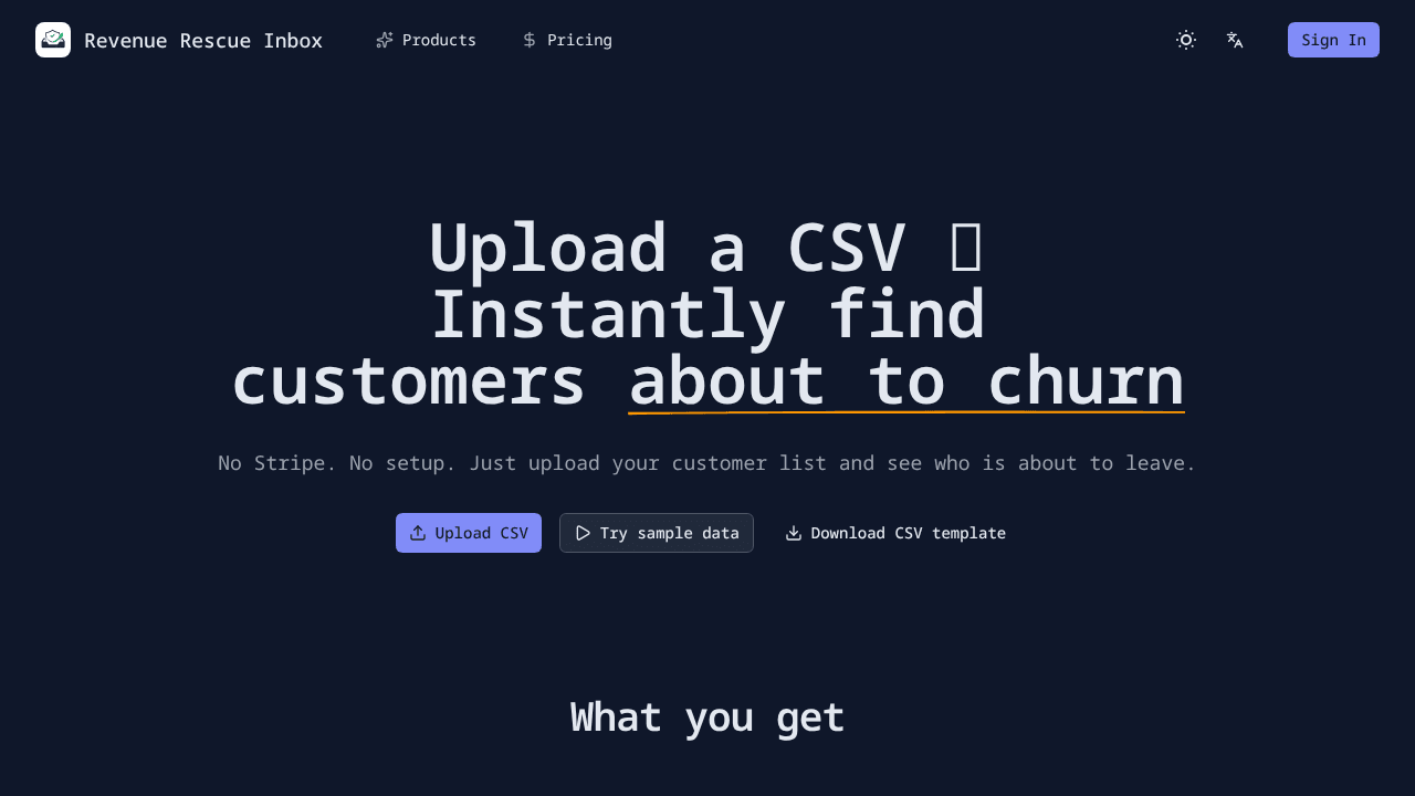Revenue Rescue Inbox website screenshot