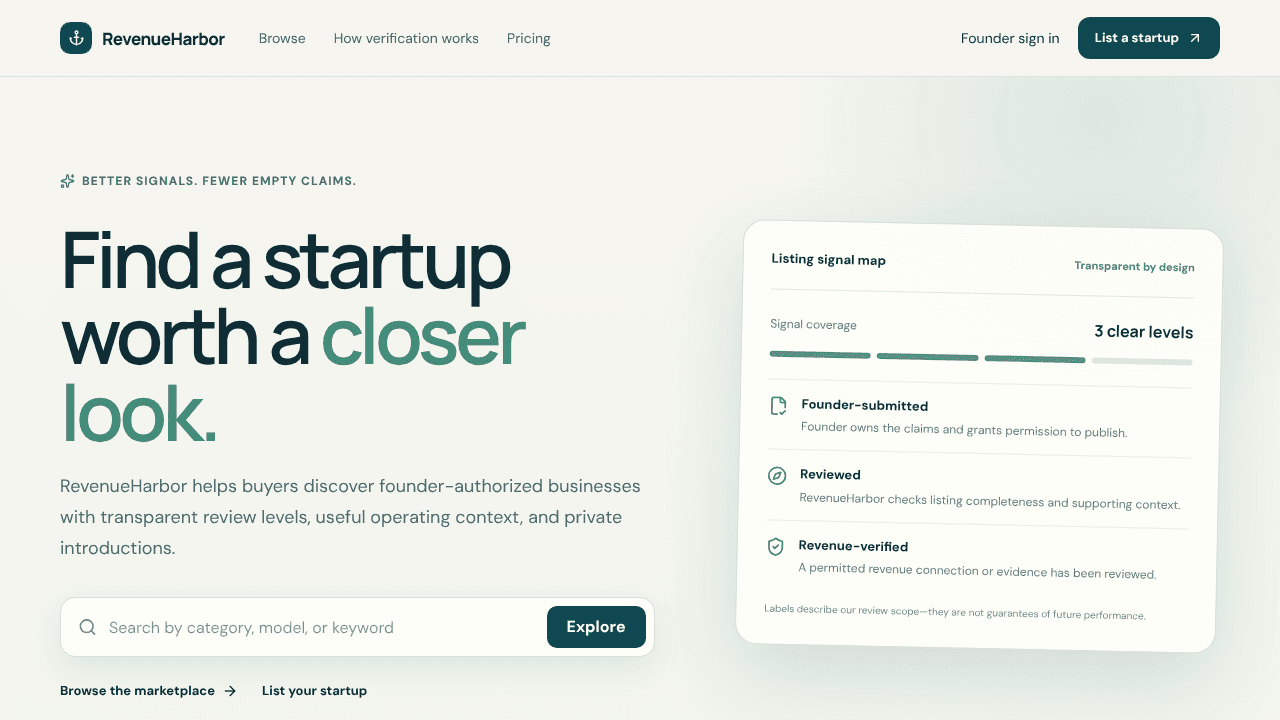 RevenueHarbor website screenshot