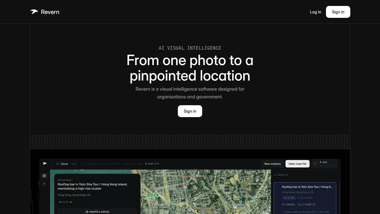 Revern - AI Visual Intelligence website screenshot