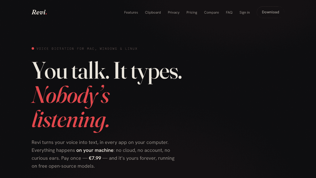 Revi website screenshot