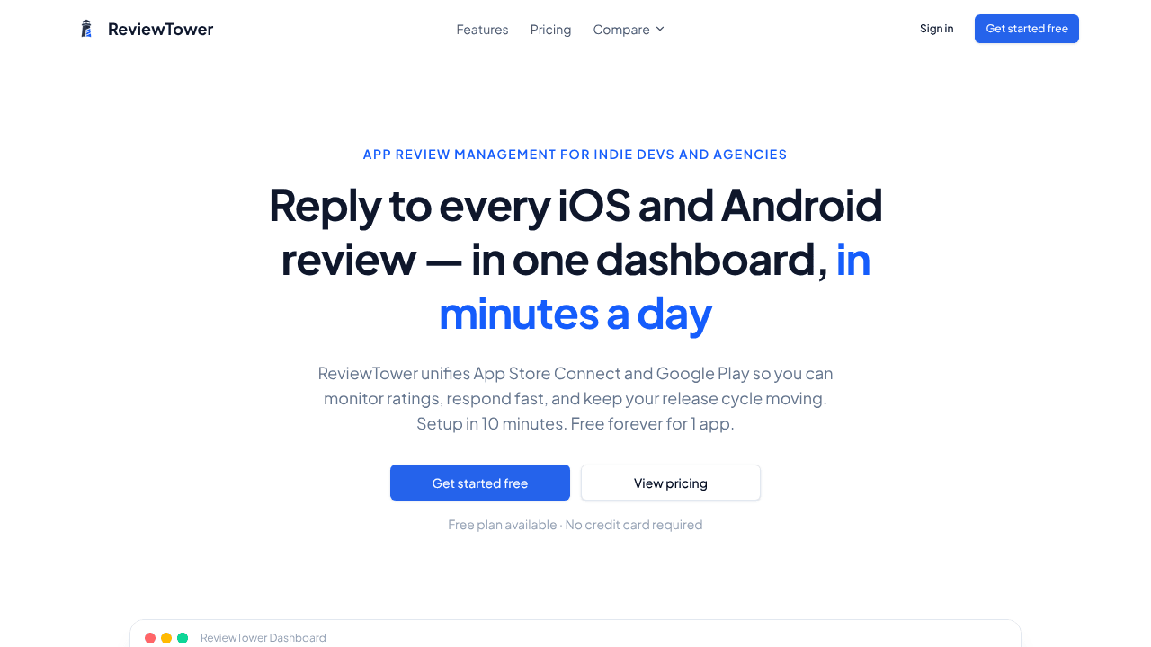 ReviewTower website screenshot