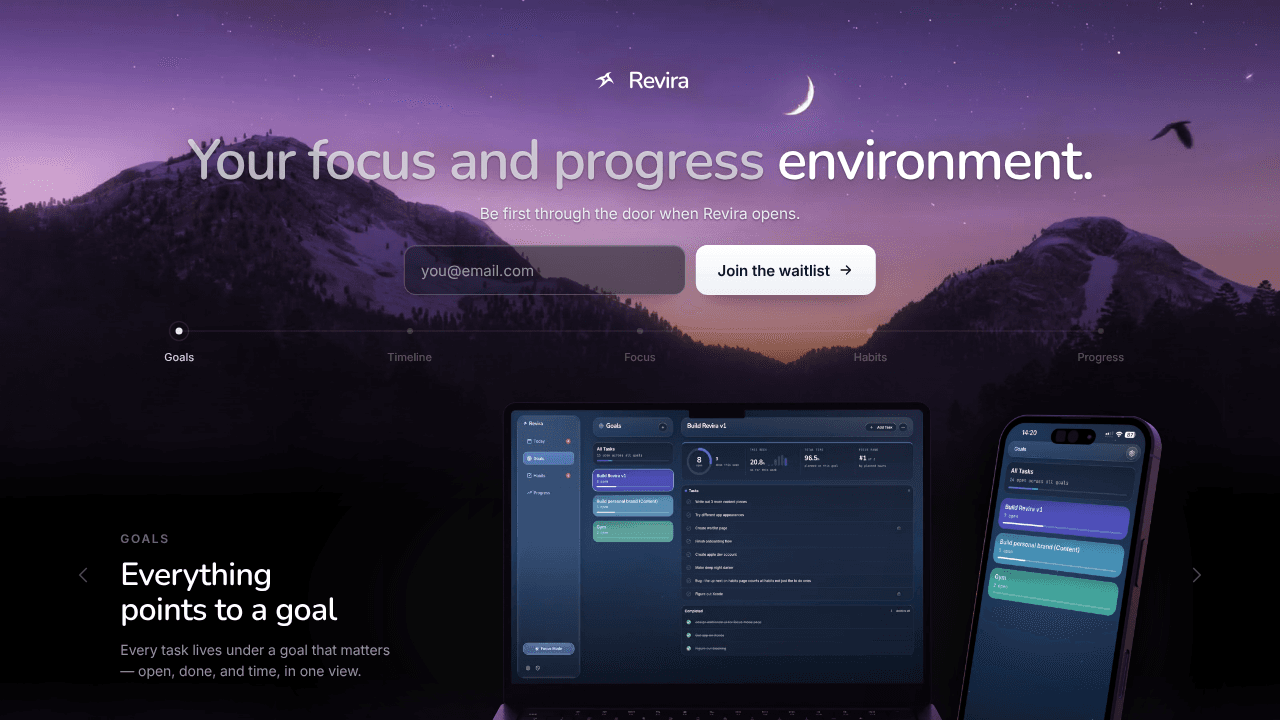 Revira: Daily Planner & Focus website screenshot