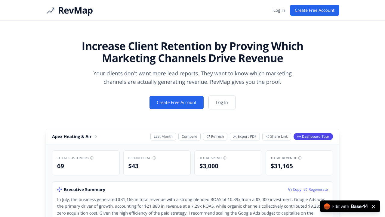 RevMap website screenshot
