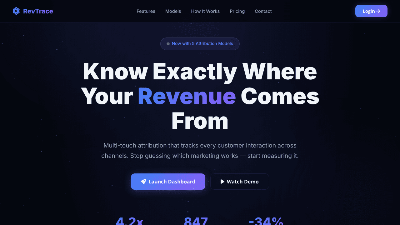 RevTrace — Track Your Revenue website screenshot