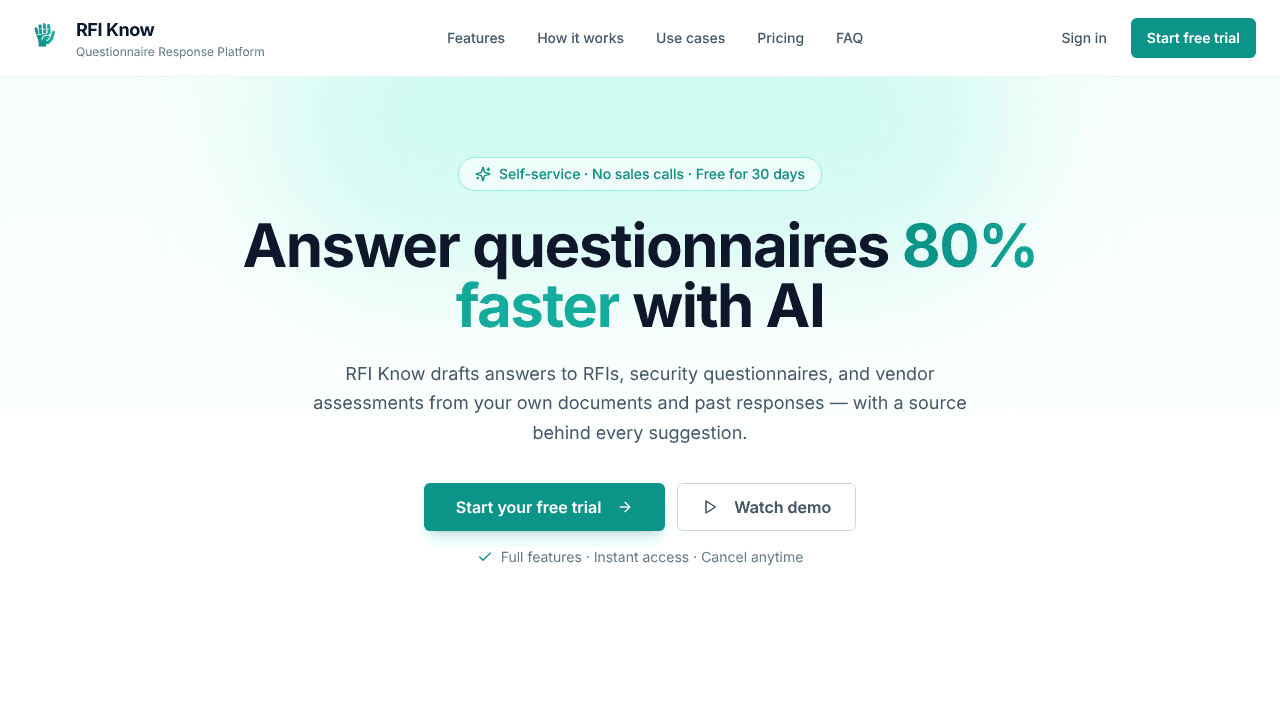 RFI Know website screenshot