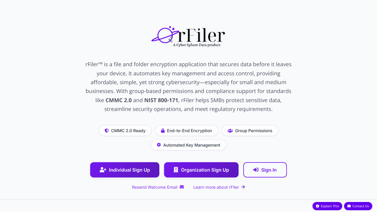 rFiler website screenshot