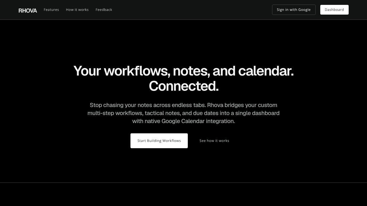 Rhova website screenshot