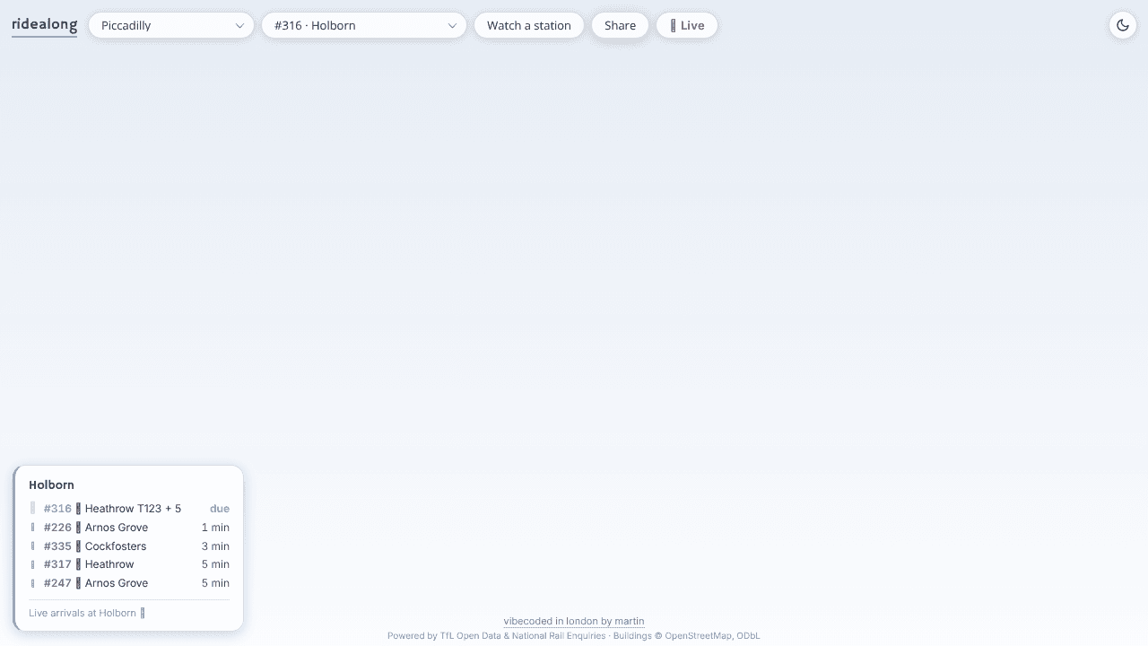 Ridealong (Nexttrain) website screenshot
