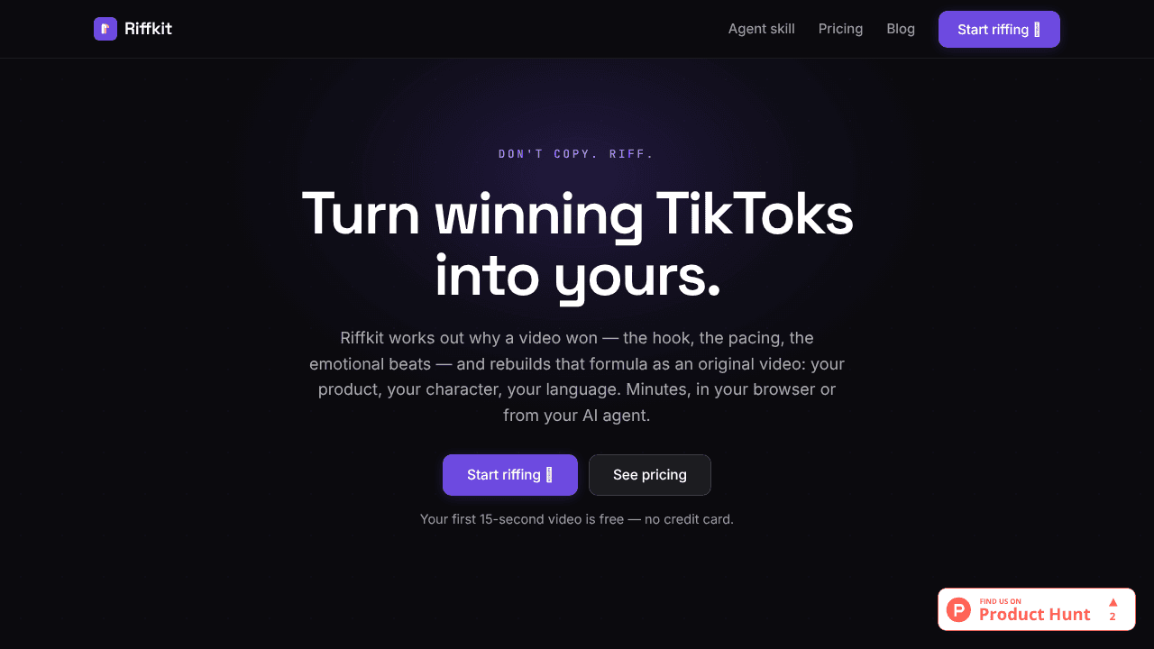 Riffkit website screenshot
