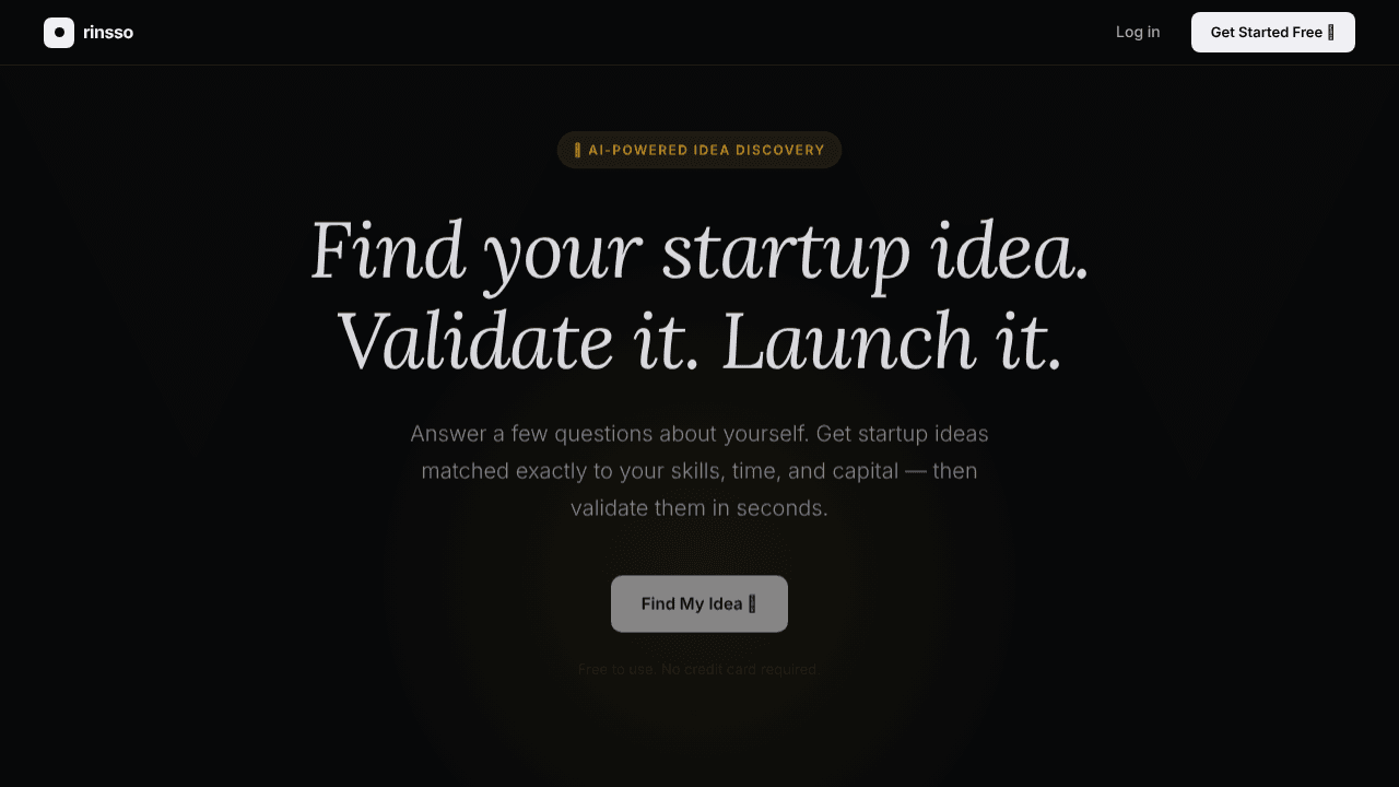 Rinsso — Find Your Startup Idea website screenshot