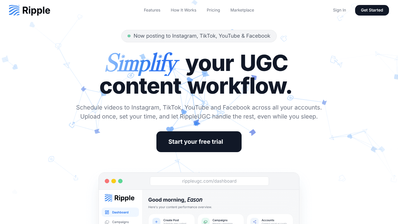 RippleUGC website screenshot