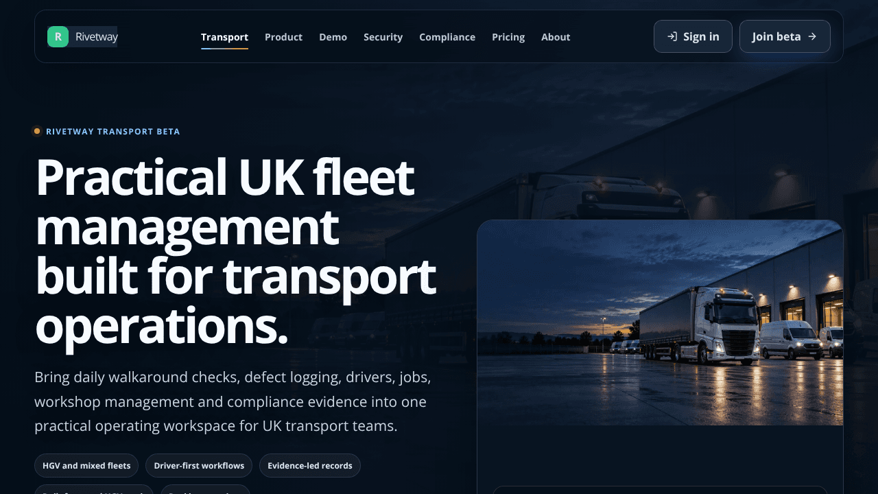 Rivetway website screenshot