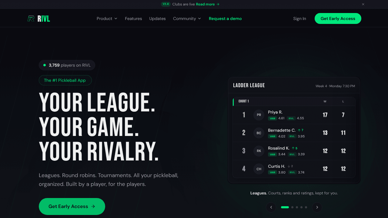 RIVL website screenshot