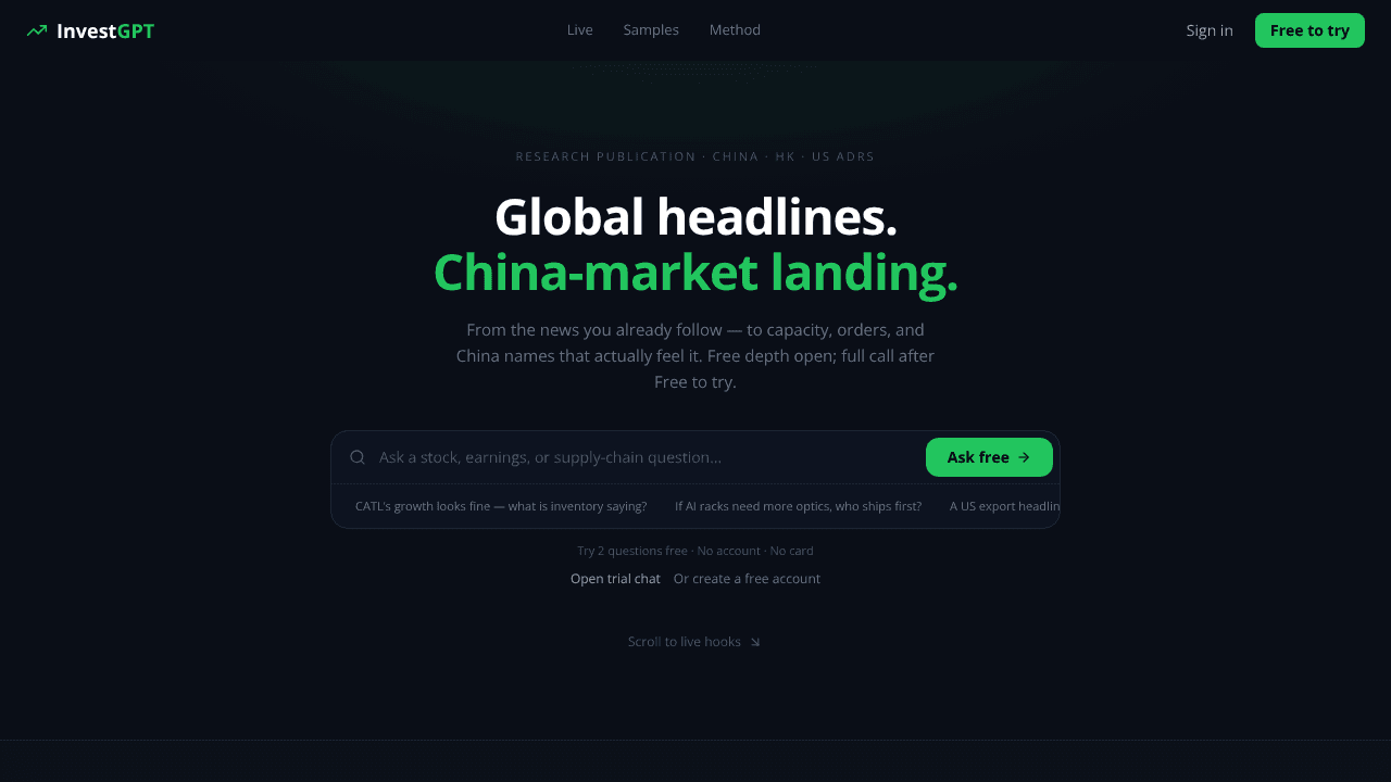 Rivonai-an InvestGPT website screenshot