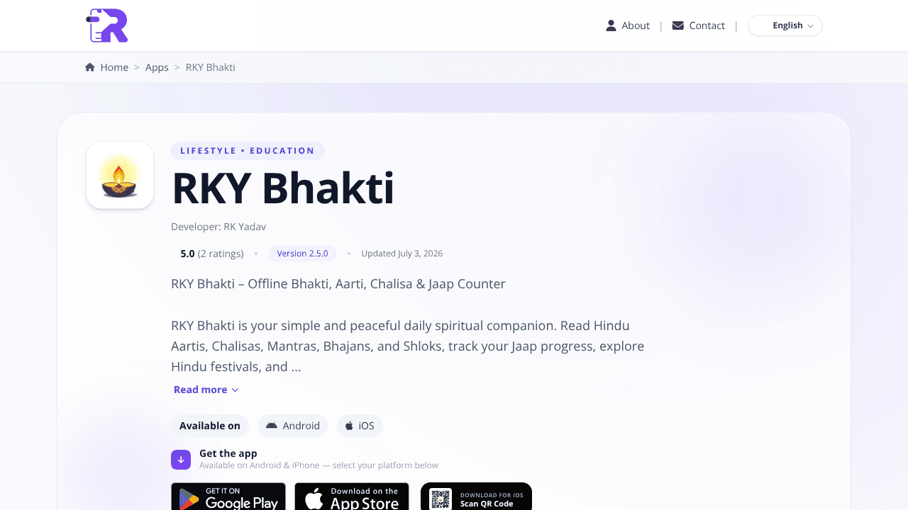 RKY Bhakti website screenshot