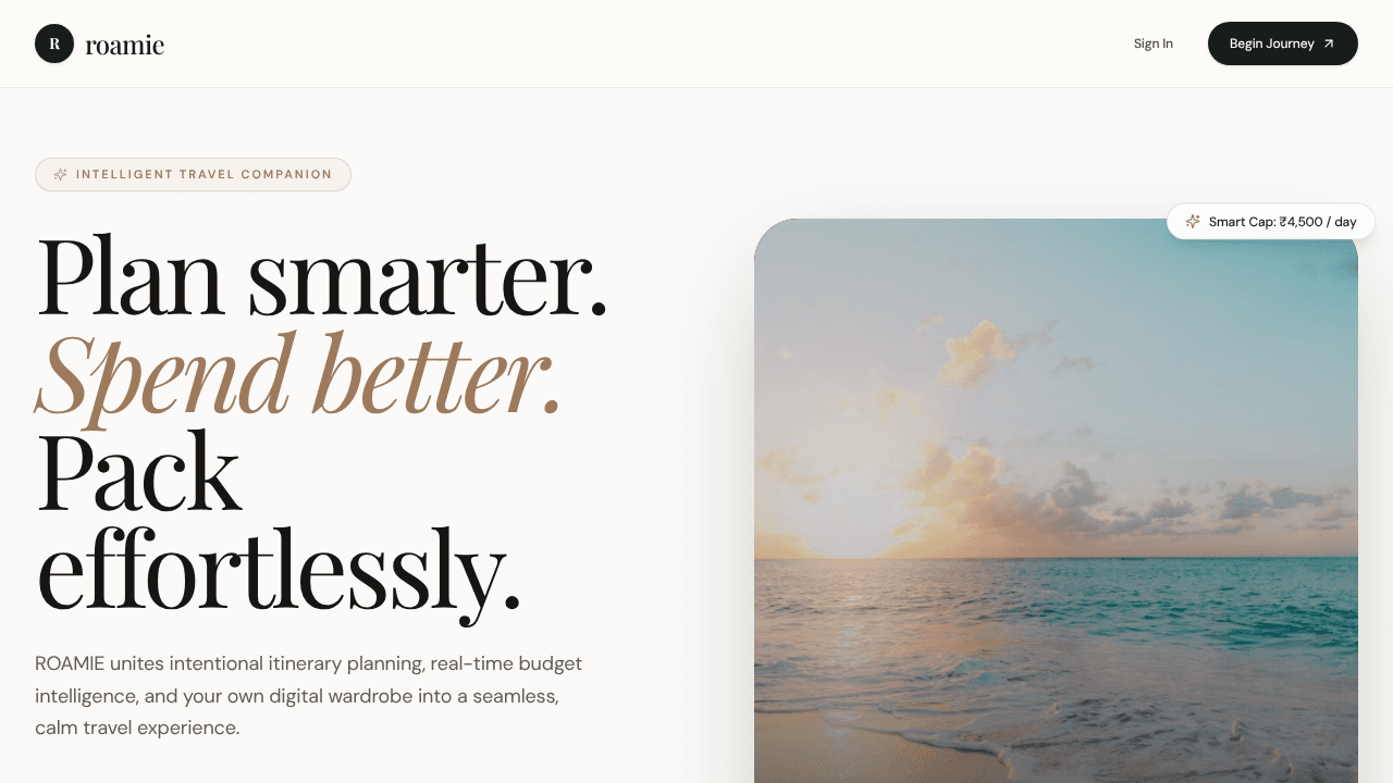 ROAMIE website screenshot