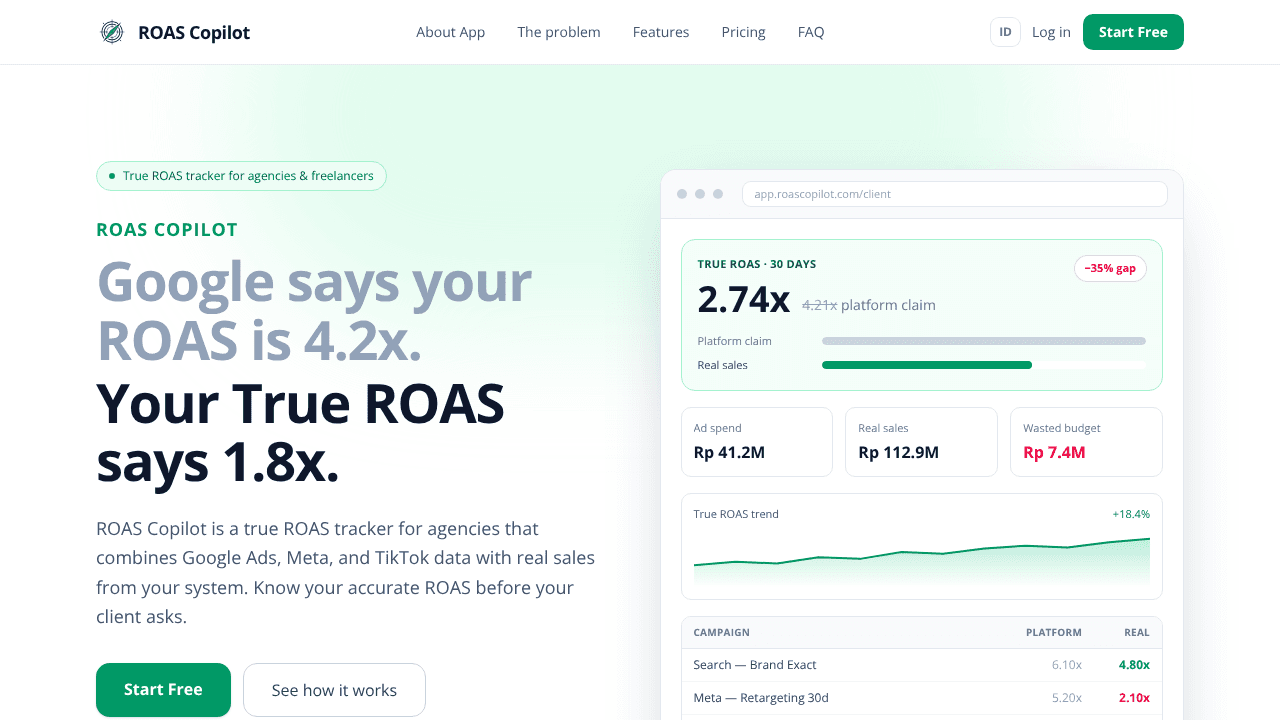 ROAS Copilot website screenshot