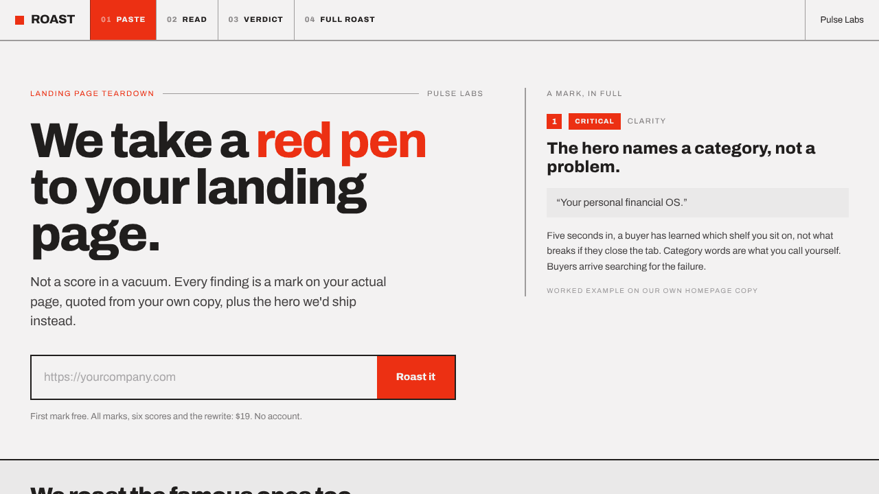 ROAST website screenshot