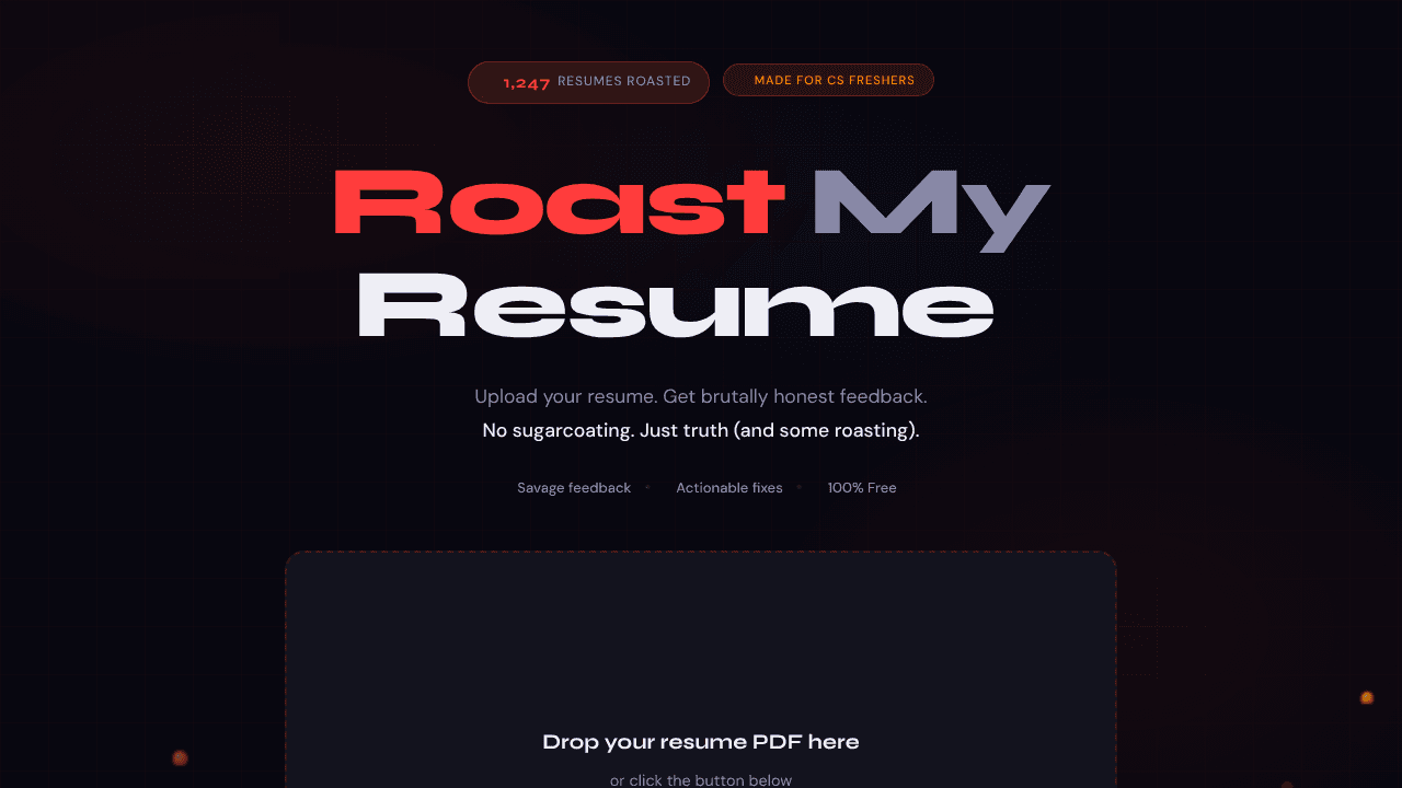Roast My Resume website screenshot