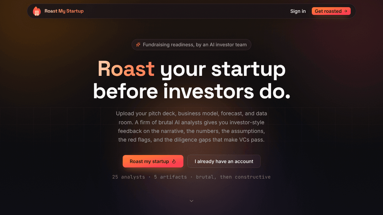 Roast My Startup website screenshot