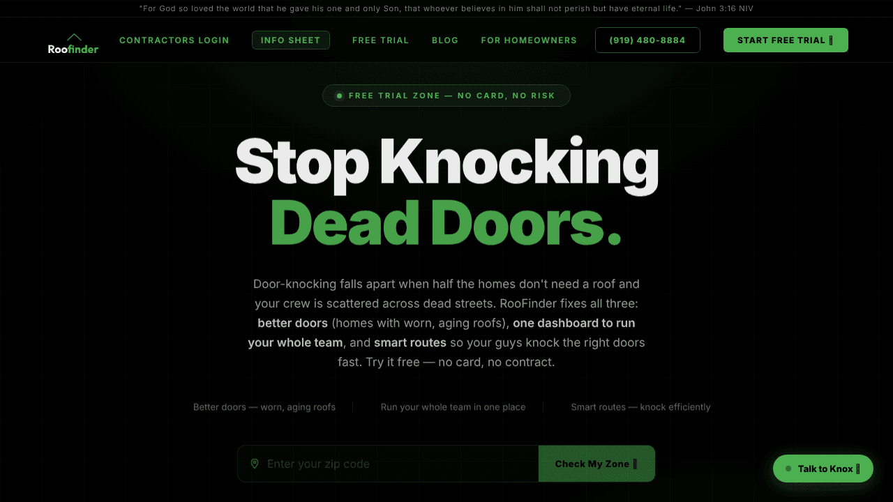 RooFinder website screenshot