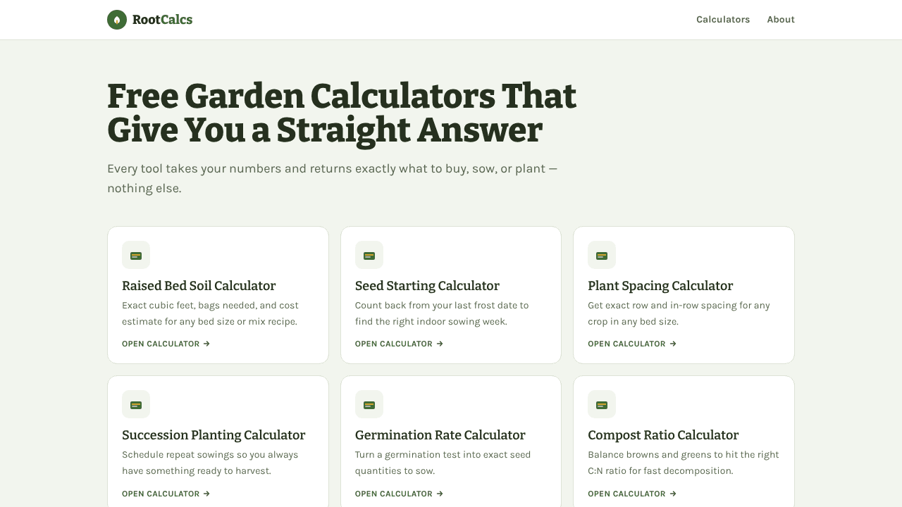 RootCalcs website screenshot