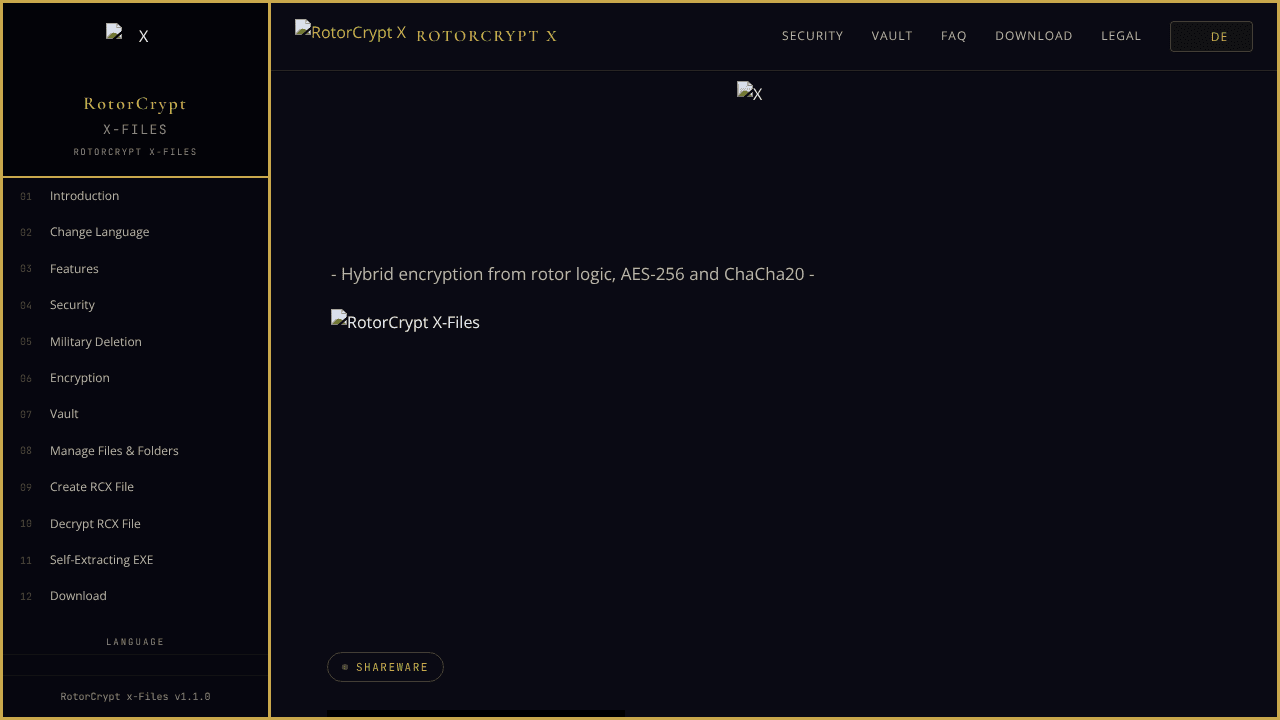 RotorCrypt X-Files website screenshot