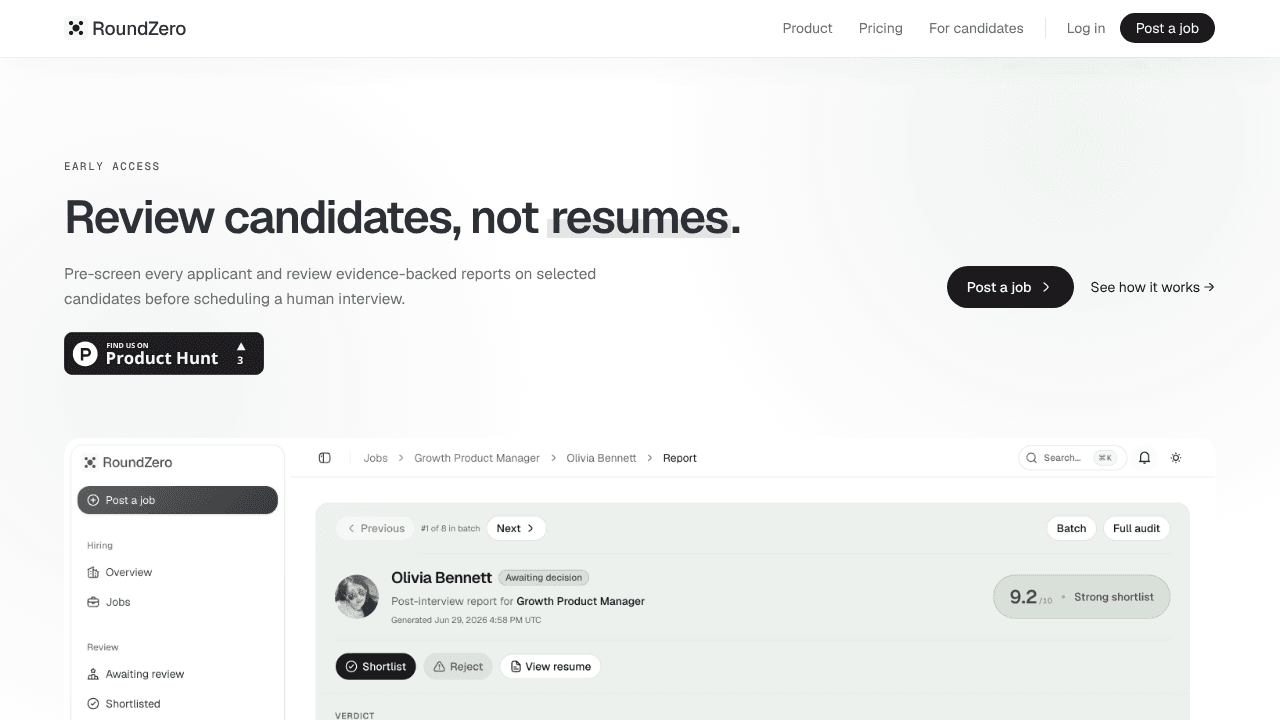 RoundZero website screenshot