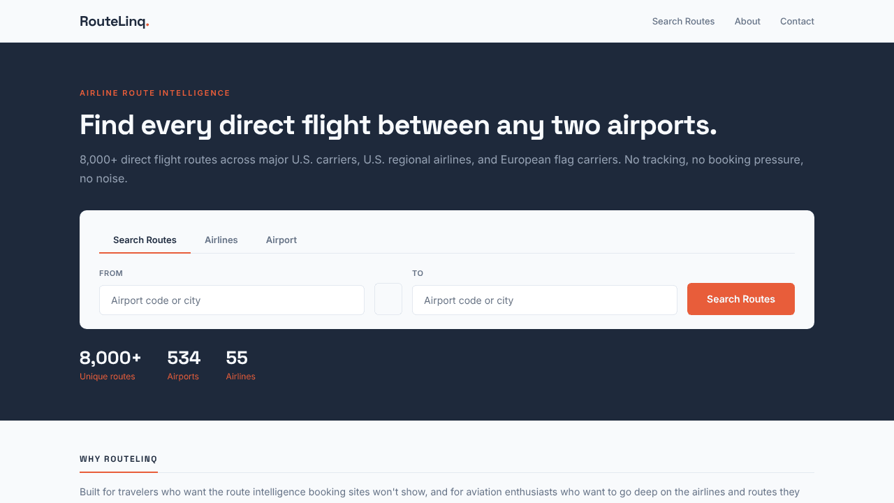 RouteLinq website screenshot