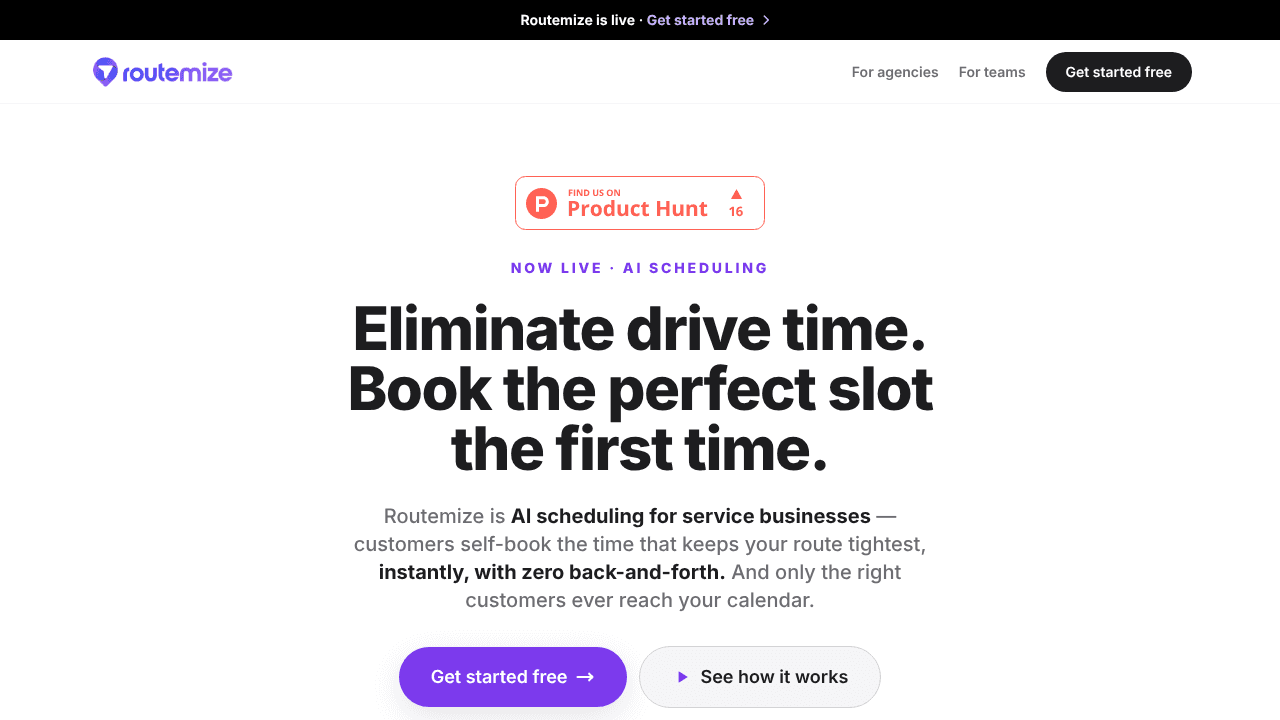 Routemize™ website screenshot