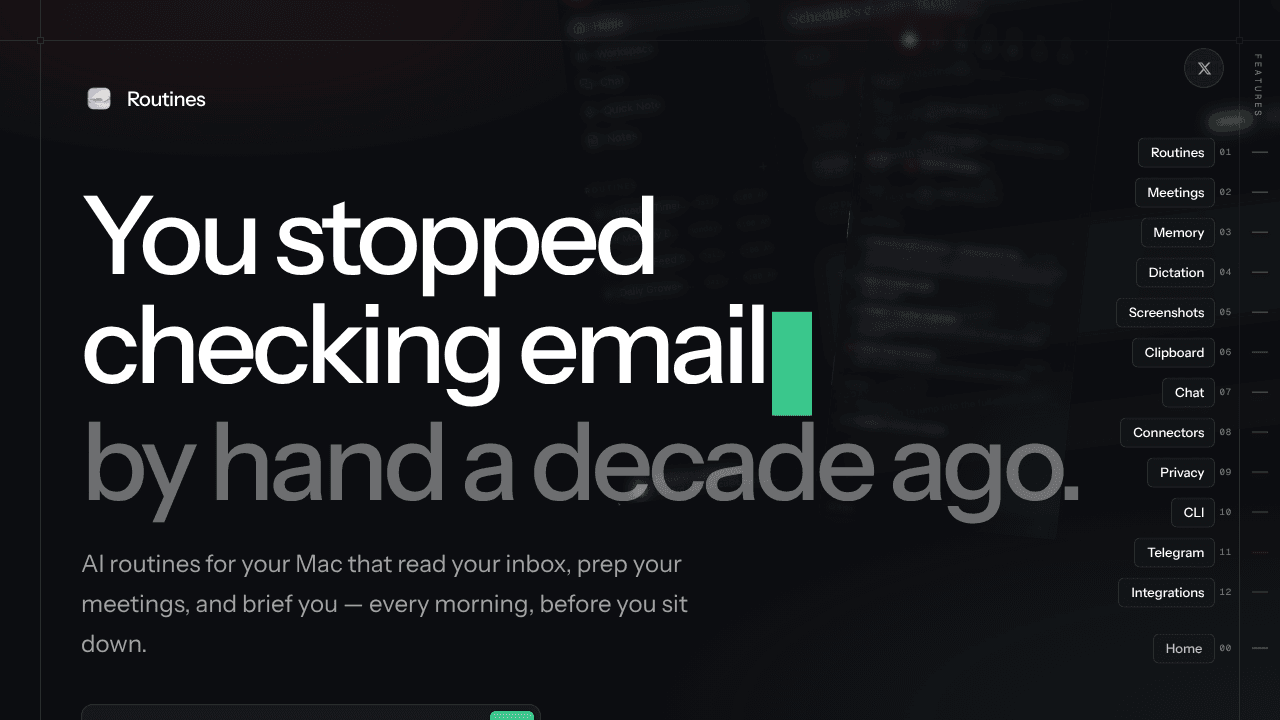 Routines website screenshot