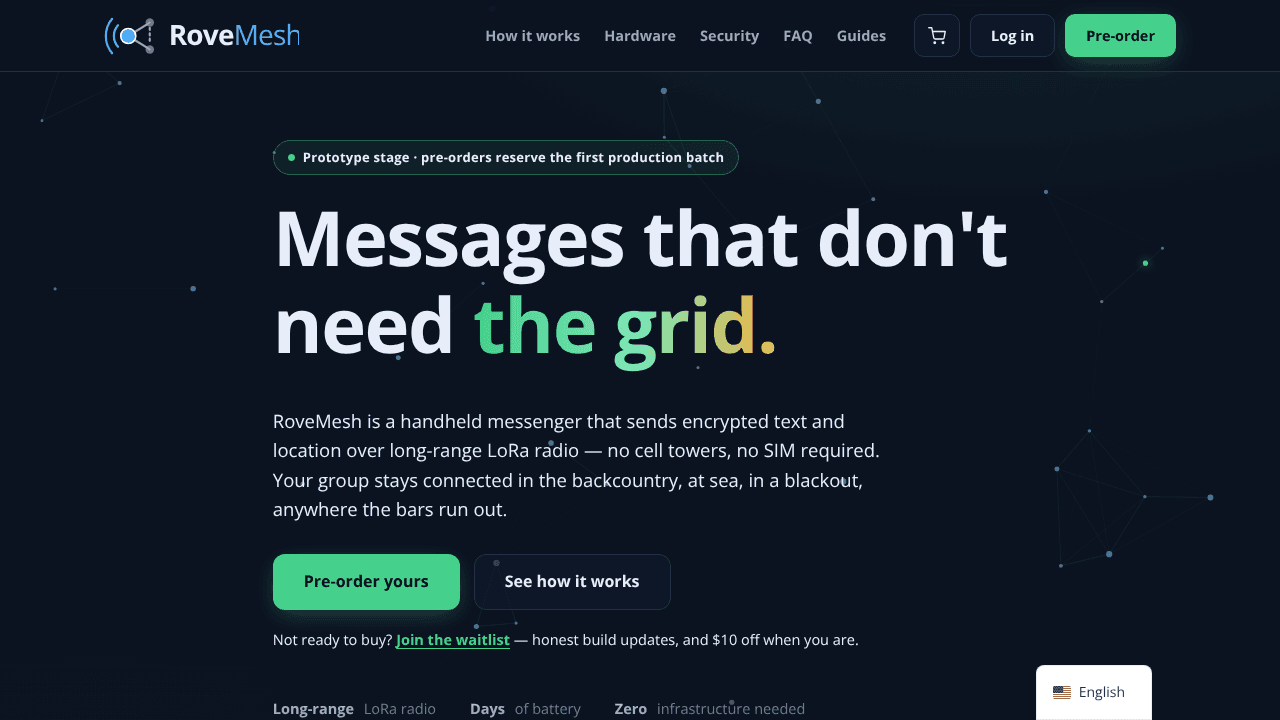 RoveMesh website screenshot