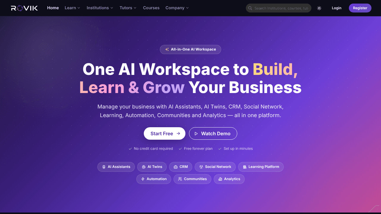ROVIK – Build, Learn & Grow with AI website screenshot
