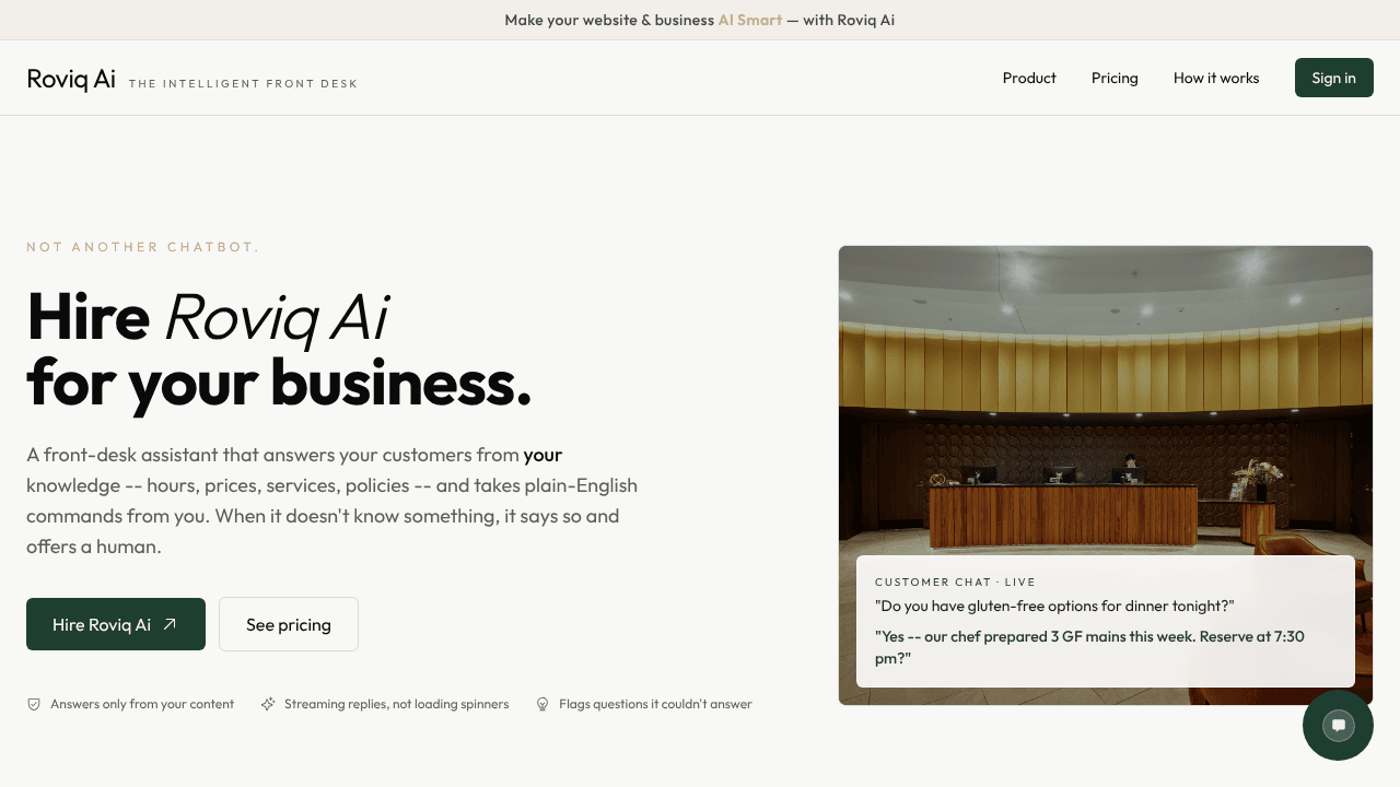 Roviq AI website screenshot